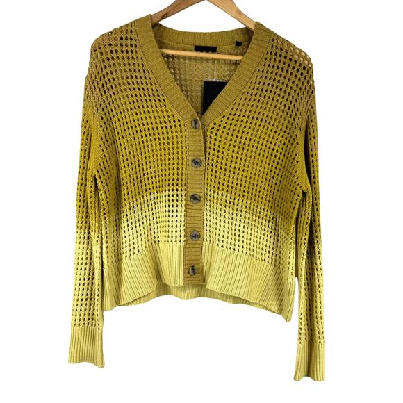 ATM Anthony Thomas Melillo NWT Ombre Open Stitch Cardigan Sweater Size S Yellow - Picture 2 of 10